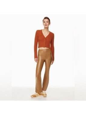 Wilfred Daria Flare Faux Leather Pants in Cognac Size Medium NWT